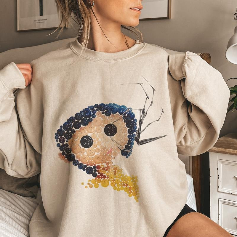 Y Coraline Buttons T-Shirt, Horror Coraline movies, Horror Character Shirt, Halloween Crewneck Sweatshirt
