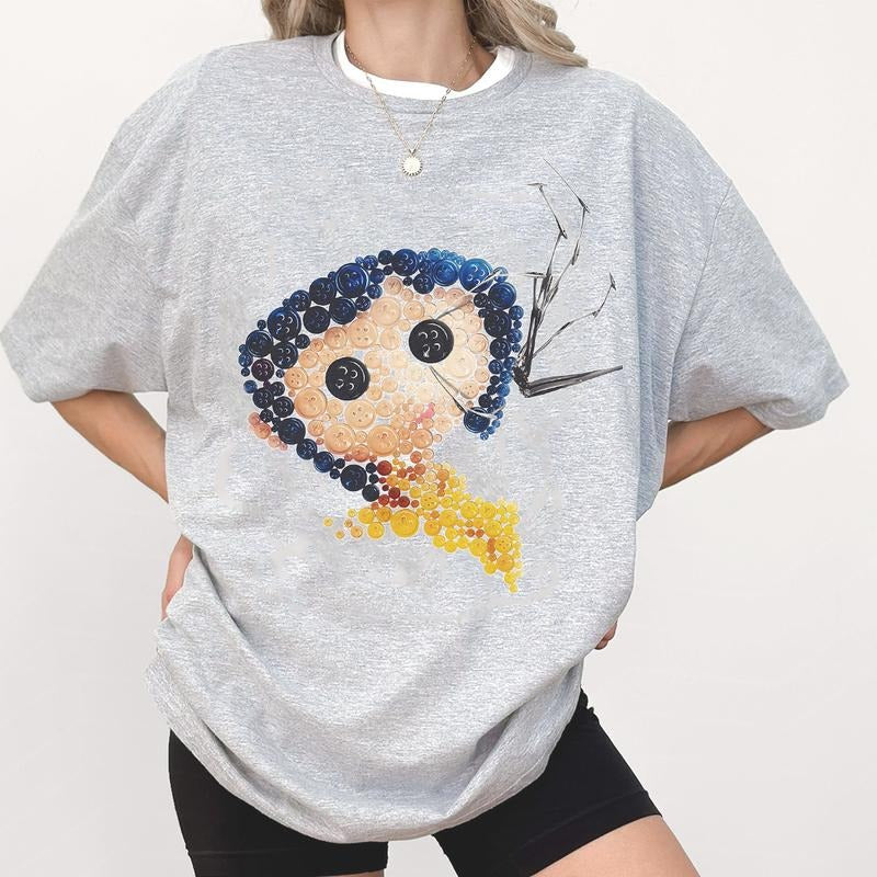 Y Coraline Buttons T-Shirt, Horror Coraline movies, Horror Character Shirt, Halloween Crewneck Sweatshirt