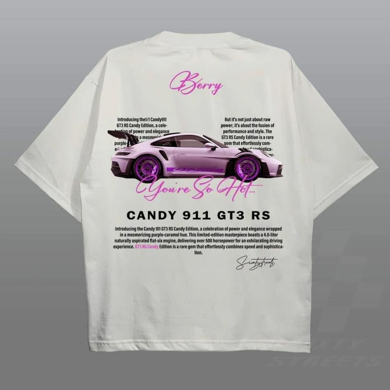 Y2k BERRY 911 GT3 RS Unisex Graphic T-Shirt for Men in All Seasons - Crew Neck Medium Short Sleeve Menswear Top