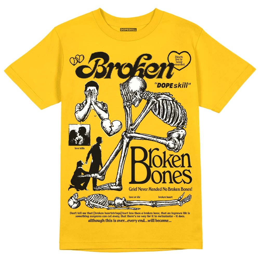 Yellow Collection DopeSkill Gold T-shirt Broken Bones Graphic