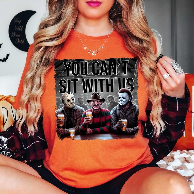 You Can't Sit With Us Horror Friends Drinking Busch Lite Beer Shirt Sweatshirt, Halloween Beer Shirt