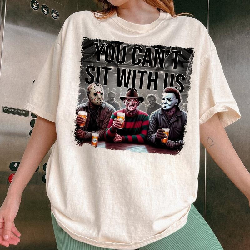 You Can't Sit With Us Horror Friends Drinking Busch Lite Beer Shirt Sweatshirt, Halloween Beer Shirt