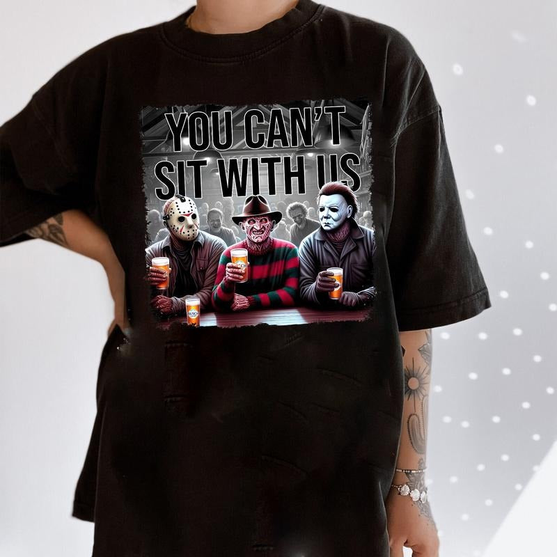 You Can't Sit With Us Horror Friends Drinking Busch Lite Beer Shirt Sweatshirt, Halloween Beer Shirt