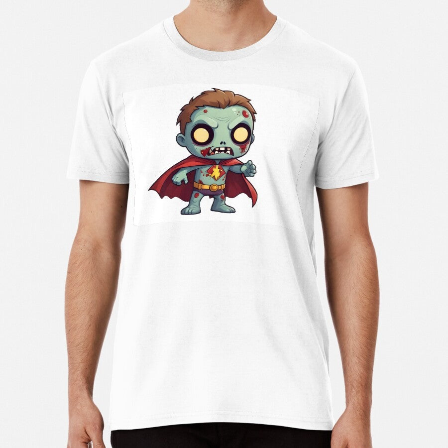 "Zombie Superhero Cartoon Character Illustration" Premium T-Shirt