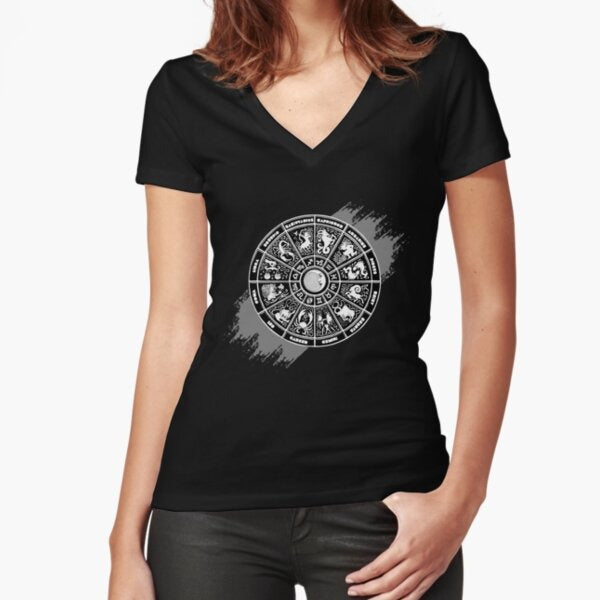 a zodiac sign test t- shirt Fitted V-Neck T-Shirt