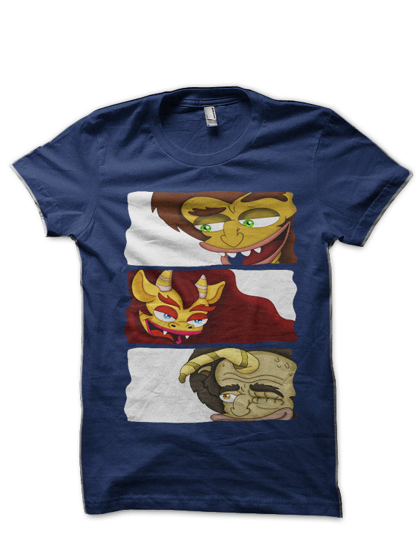 3 Monsters One Shirt Navy Blue T-Shirt