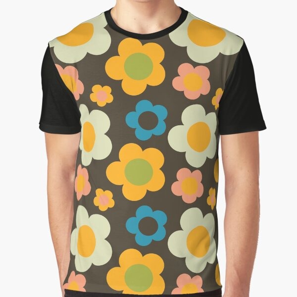 bold retro floral brown Graphic T-Shirt