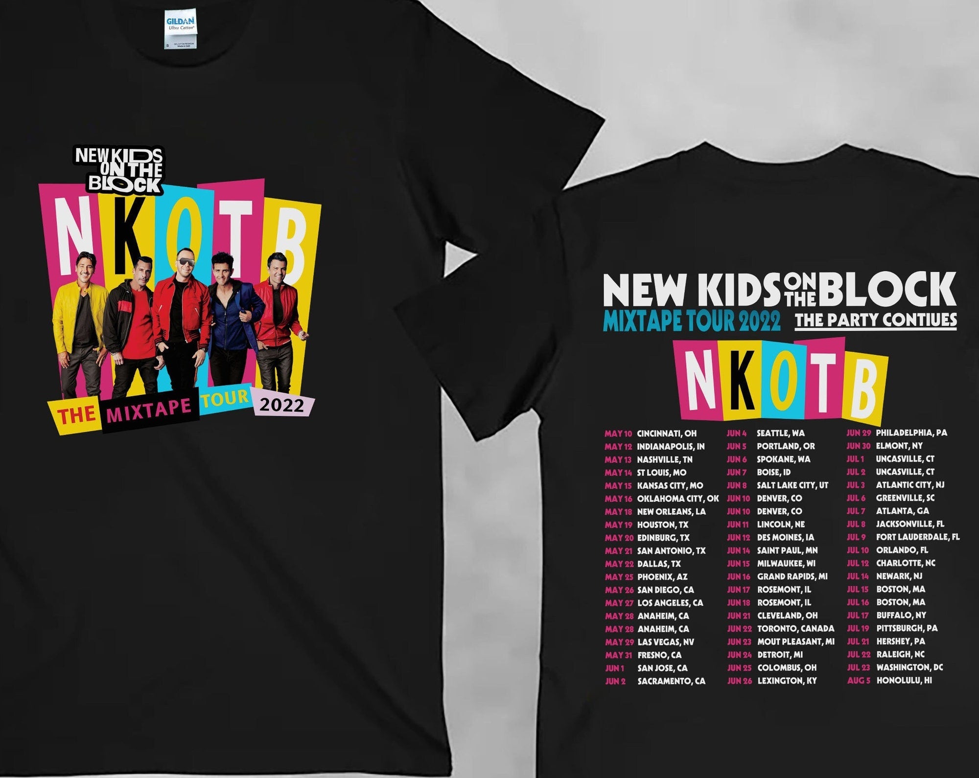 New Kids Tour 1989 T-shirt, Music Concert, NKOTB Double Sided Shirt