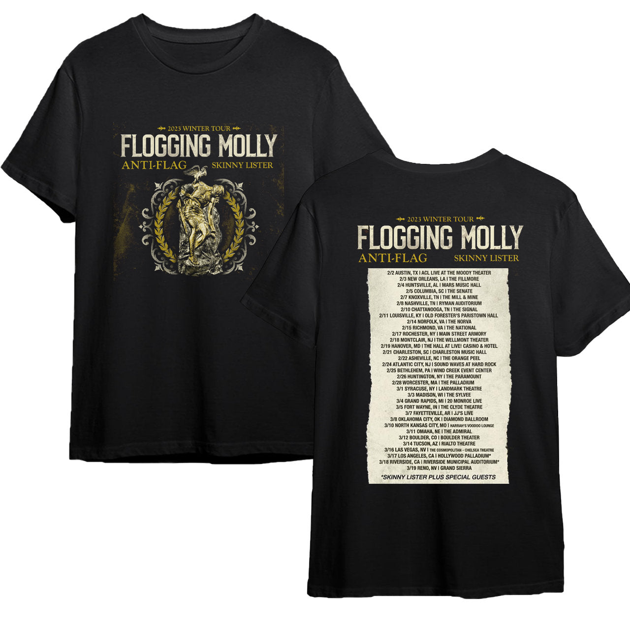 2023 Winter Tour Flogging Molly T-Shirt, Vintage Flogging Molly Band Shirt