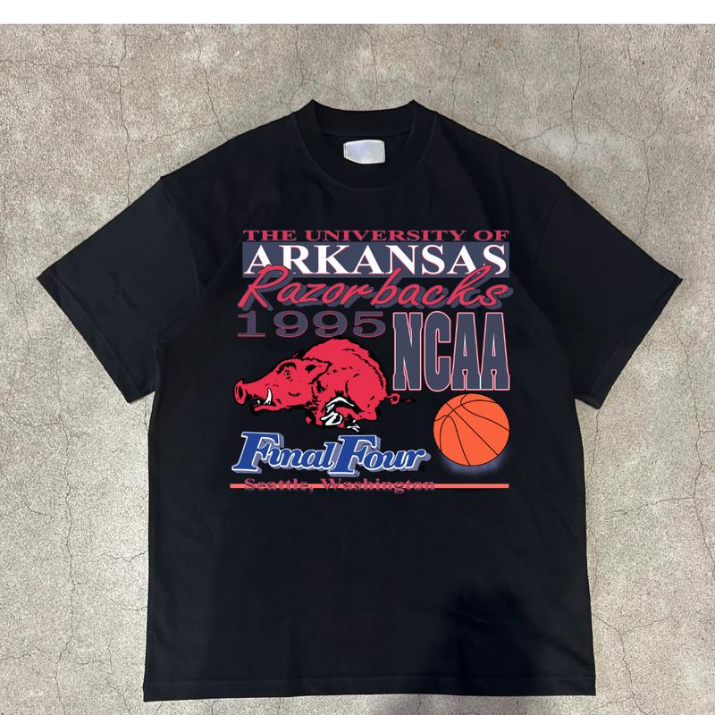1995 NCAA Final-Four Arkansas Razorbacks Official T-Shirt Casual Classic Clothing Cotton Menswear Top Athletic Short Sleeve Tee Tshirt Underwear Stree