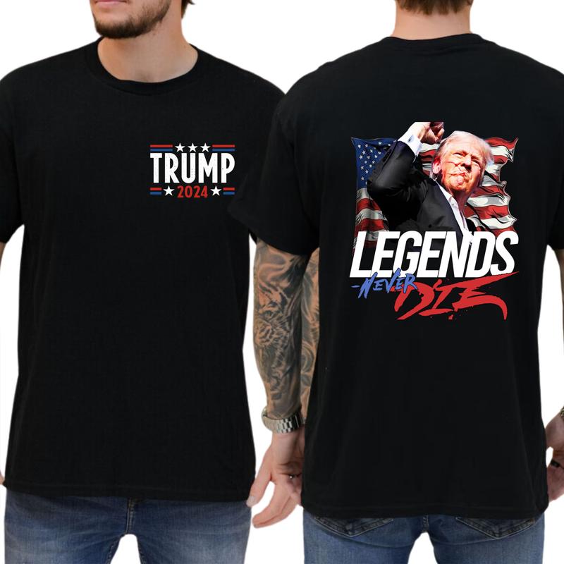 2-Side Donald Trump LEGENDS NEVER DIE 2024 Legend T-Shirt, Full Color, For Men ,Gift For men, Casual