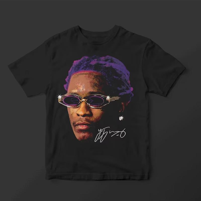 Young Thug Face T-Shirt Purple, Vintage Young Thug Inspired Graphic Tee, Hip Hop Music Fans T-Shirt, Urban Fashion Trend Apparel