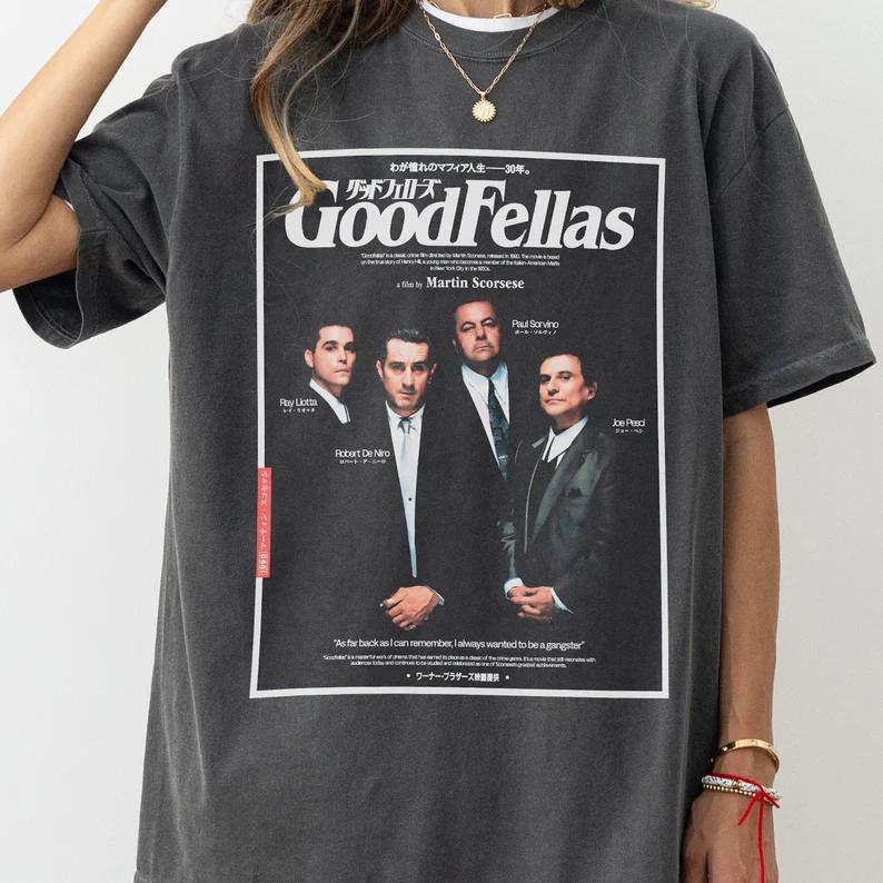 Retro Goodfellas Shirt, Good Fellas Japanese Text Movie Tee Shirt Martin Scorcese Gangster Mafia Film