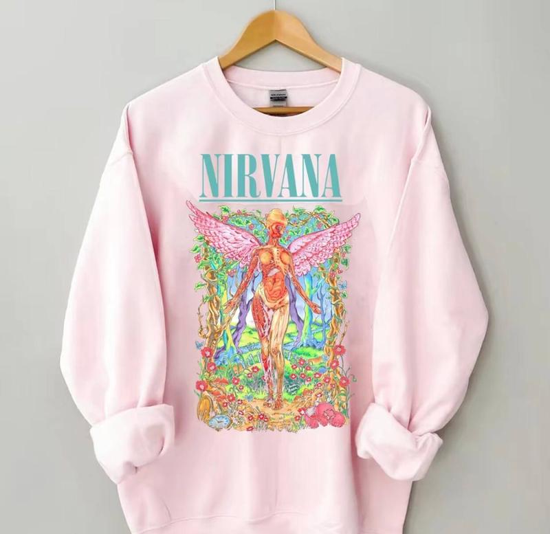 NIRVANA Angel Sweatshirt, Nirvana Band Sweatshirt, Music Lover's Sweatshirt, Gift For Her, 90s T-shirt Vintage Aesthetic, Y2K Clothing, Y2K Fashion, P