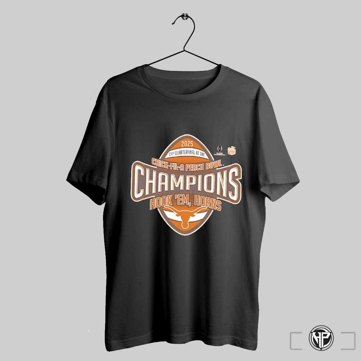 Texas Longhorns 2025 Cfp Chick Fil A Peach Bowl Champions Hook Em Horns Logo Shirt Trendy Sweatshirt