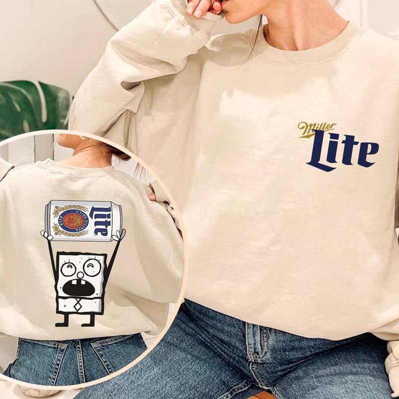 Miller Lite Drink Shirt, Doodlebob Character Movie Tshirt, Beer, Drinking Lover, Funny Shirt