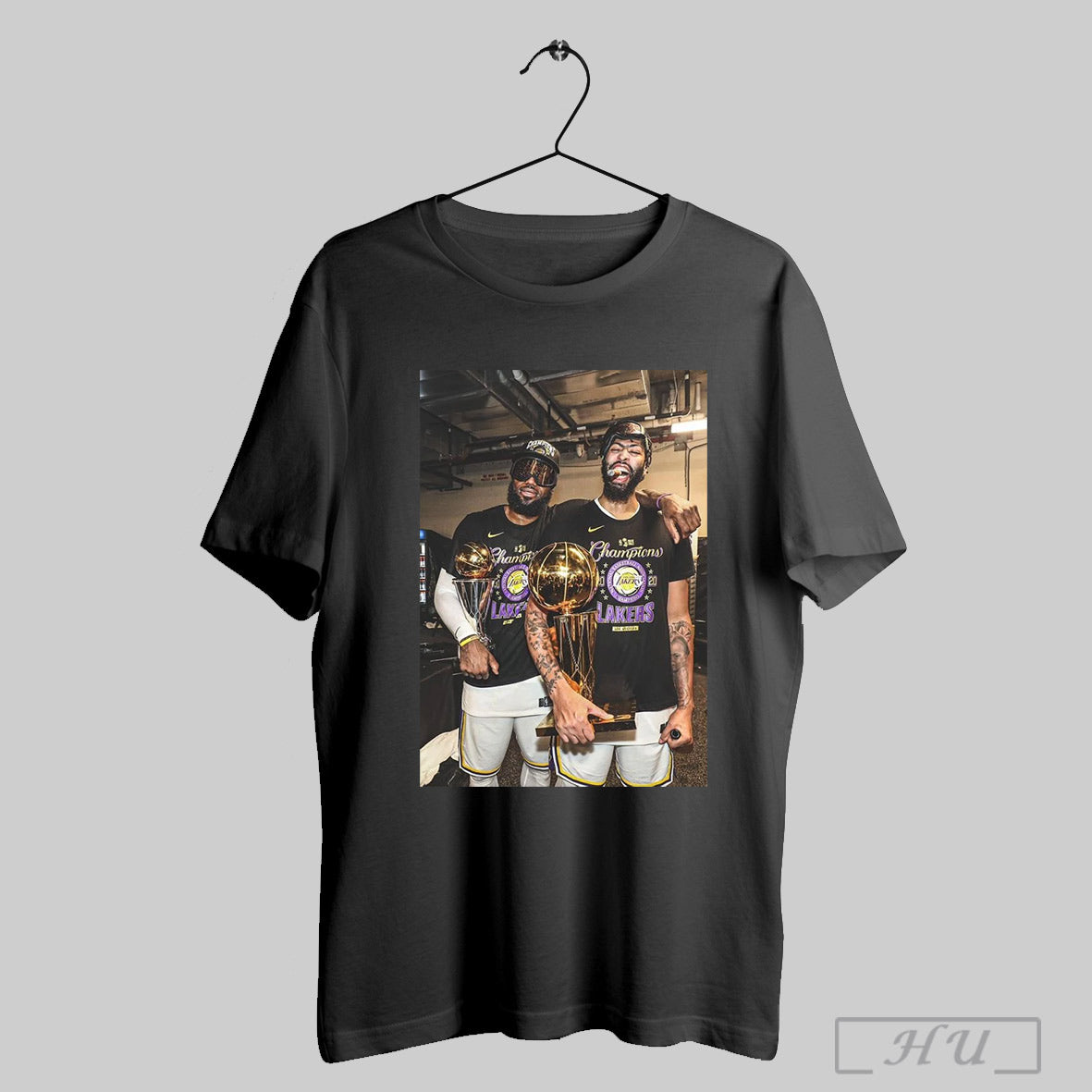Trendy Lebron James And Anthony Davis Los Angeles Lakers 2020 Nba Champions Photo Forever T Shirt