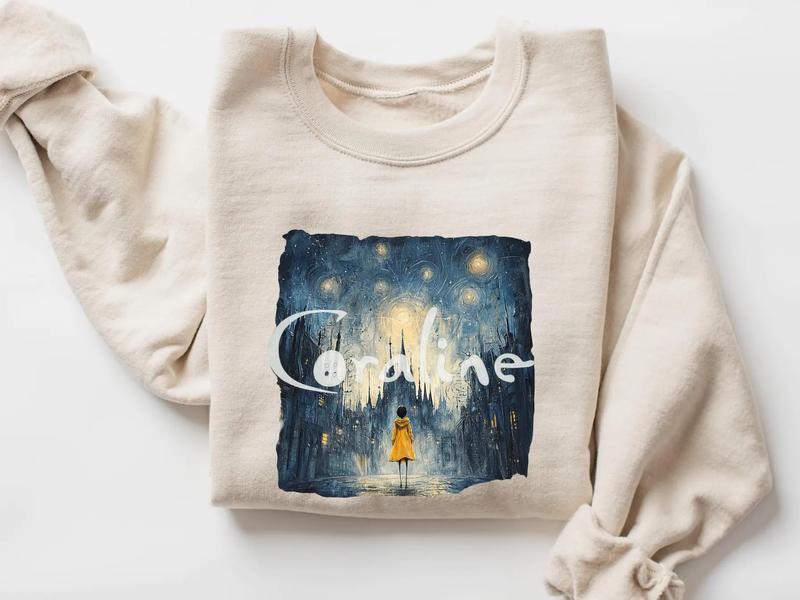 Coraline Doll Sweatshirt, Retro Coraline T-Shirt Hoodie, Spooky Movie Shirt, Funny Cartoonn Shirt 2024, Spooky Coraline Doll Coraline Movie Fan Shirt