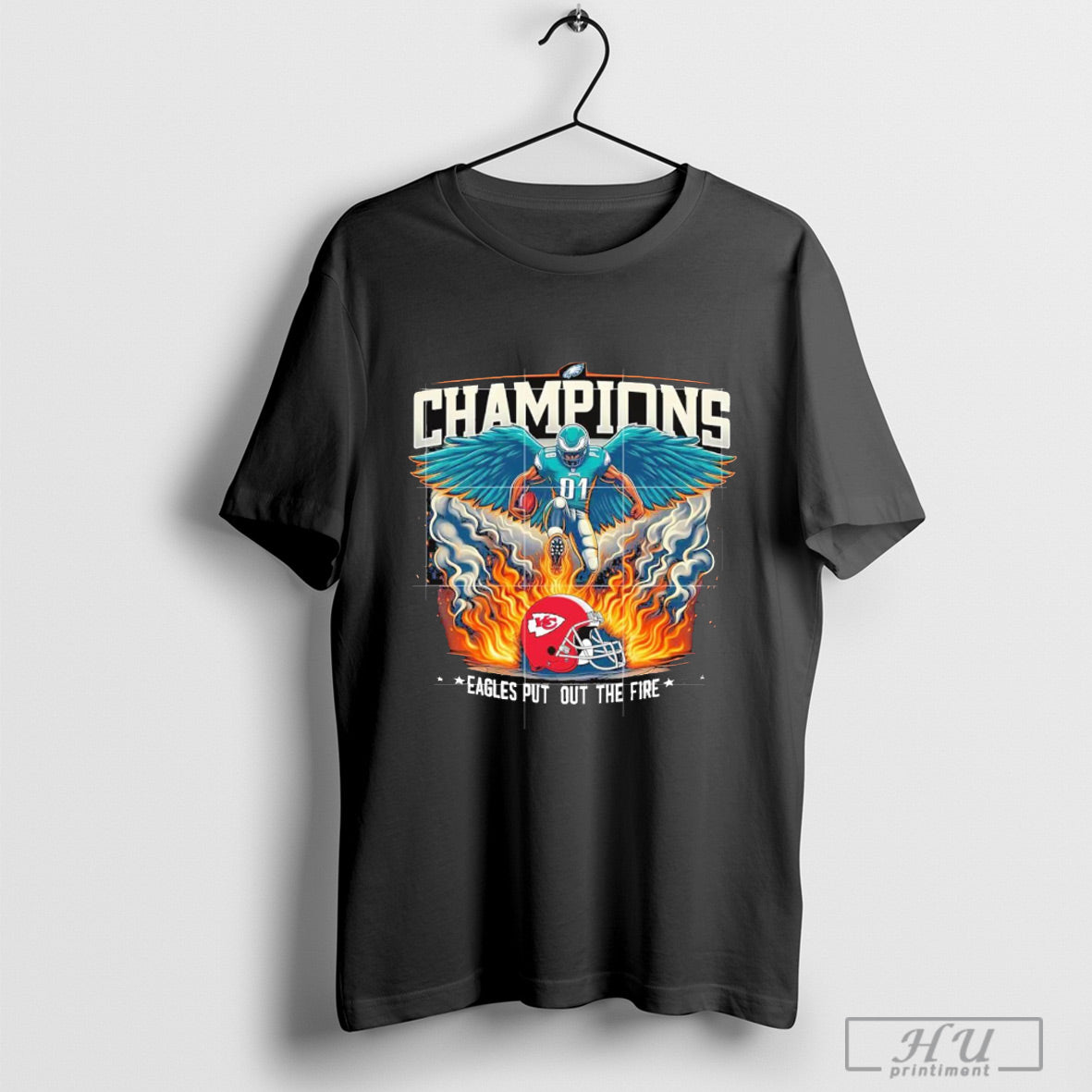 Trendy Eagles Put Out The Fire Victory Chiefs Philadelphia Eagles 2025 Champions T Shirt