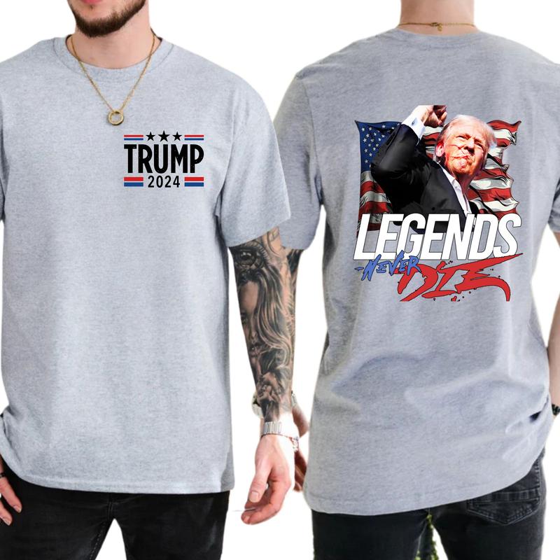 2-Side Donald Trump LEGENDS NEVER DIE 2024 Legend T-Shirt, Full Color, For Men ,Gift For men, Casual
