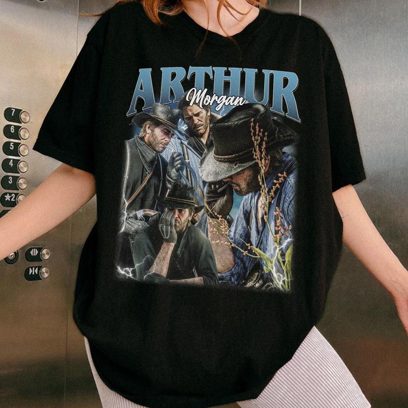 Arthur Morgan Vintage T-Shirt, Arthur Morgan Red Dad Redemption Shirt, Gift For Movies Lovers Casual Clothing Fabric Menswear Top  Sweatshirts