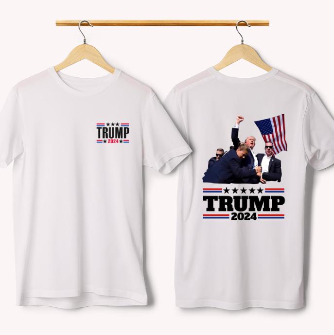 Trum Assassination Tee 2 Sides, Trum Shooting Tee, Support Trum Shirts, Trum 2024 Supporter Tee, They Missed, Trum Shirts 2024, Double Sided Graphic P