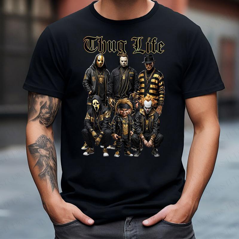 Halloween Thuglife T-Shirt - Sweatshirt - Hoodie,  Halloween Horror Thuglife Gold Sweatshirt, Halloween Horror Characters Shirt, Halloween Graphic Tee