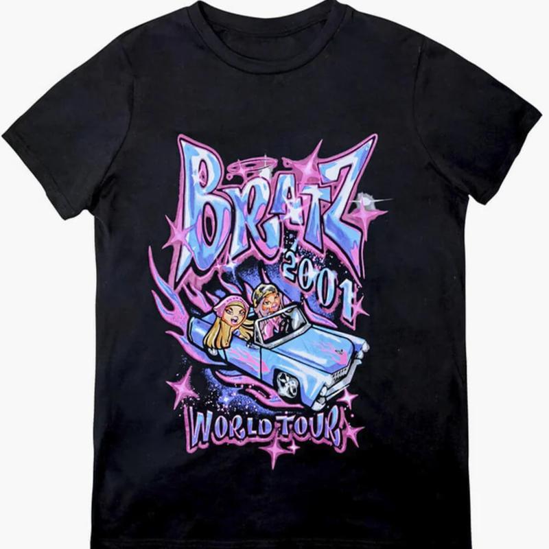 Y2K Aesthetic T-Shirt Bratz World Tour, Bratz Passion 4 Fashion World Tour, Bratz Girl Shirt, Cute Graphic Tee Top Womenswear