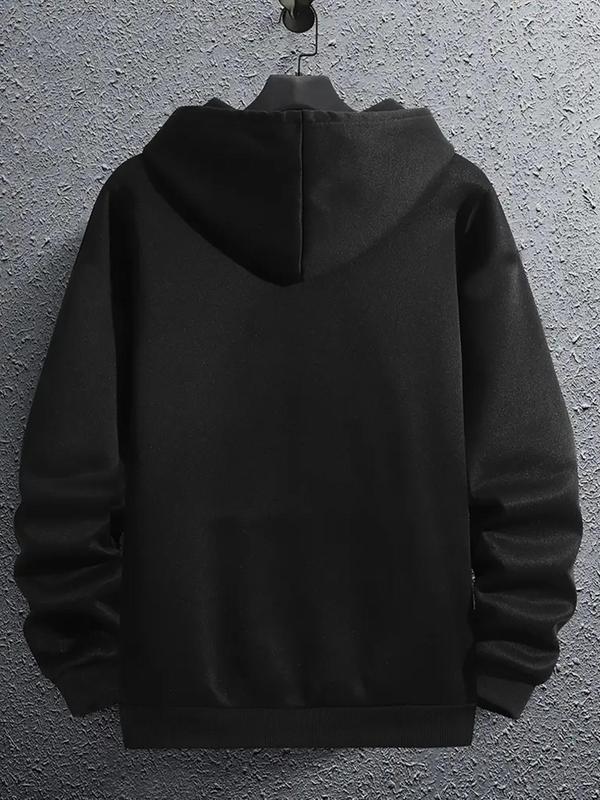 Men's Graphic Drop Shoulder Hoodie, Fashion Drawstring Pocket Sweatshirt, Regular Fit Men's Clothing for Daily Holiday Spring Wear