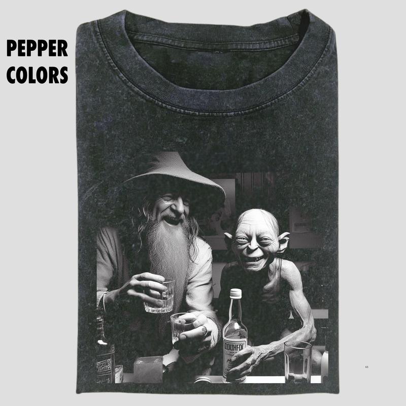 Retro Lord Of The Rings Tee, Gollum And Gandalf Party Hard Shirt, Movie Shirt, Funny tshirt, meme shirts, Unisex T-Shirt, Unisex Movie Gift For Men Wo