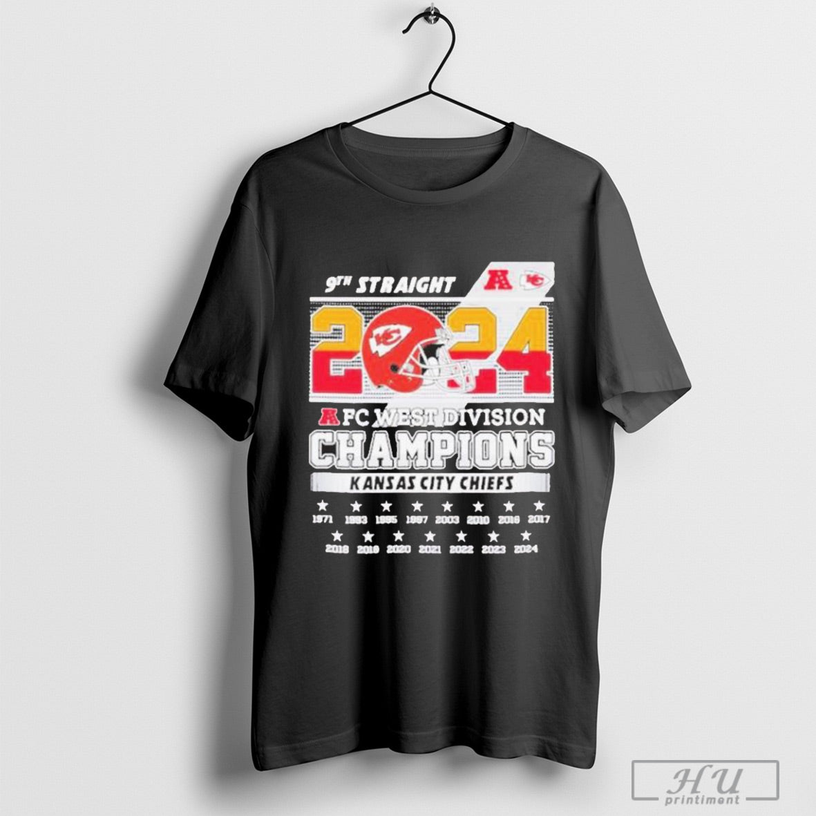 Trendy Kansas City Chiefs 9th Straight Afc West Division Champions 2024 T Shirt Sweatshirt Poster