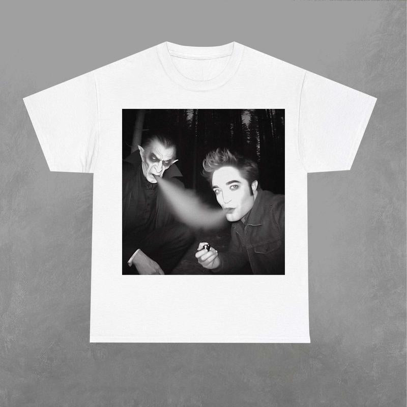 Edward Cullen and Dracula Smokin Shirt, Twilight Shirt, Retro Movie Graphic Shirt Classic Fabric