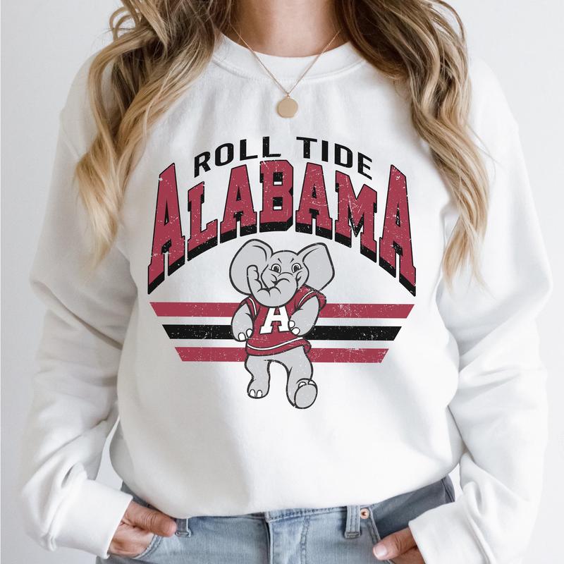 Alabama Crimson Tide Vintage  Football NCAA Sweatshirt, Vintage Sweatshirt NCAA, Classic Sport Sweatshirt, Gifts For Football Fan Sport