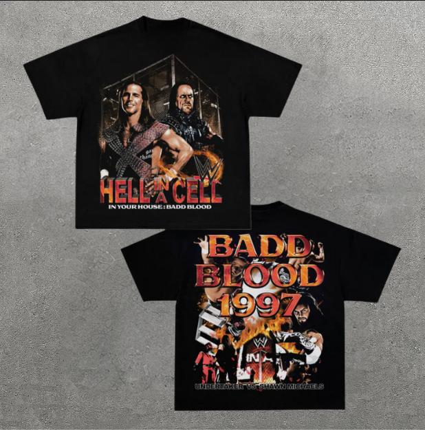 VINTAGE TEE  BADD BLOOD 1997, Double Sided Prints Vintage T-Shirt, Wrestler Shirt, WWE Shirt, Y2k Shirt, Vintage Graphic Tee, Unisex T-Shirt, Gift For