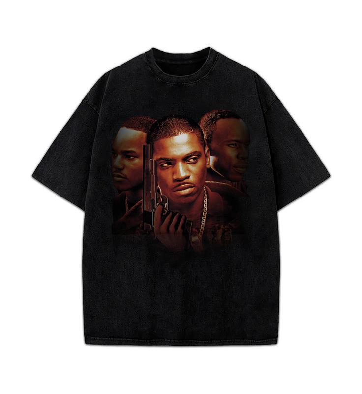 PAID IN FULL Mitch Ace & Rico Oil Paint Style Classic Hood Hip Hop Movie T-Shirt Cotton Menswear