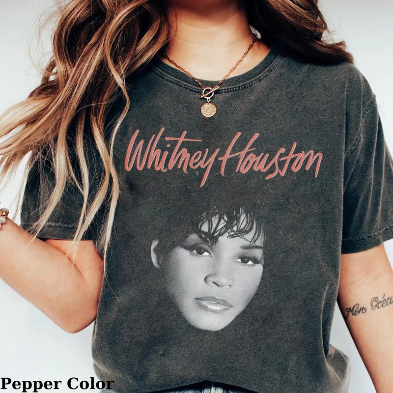Vintage 90s Whitney Houston Graphic Tee - The Voice - I Will Always Love You - Music Shirt - Tribute to an Iconic R&B Pop Diva - Rest In Peace Whitney