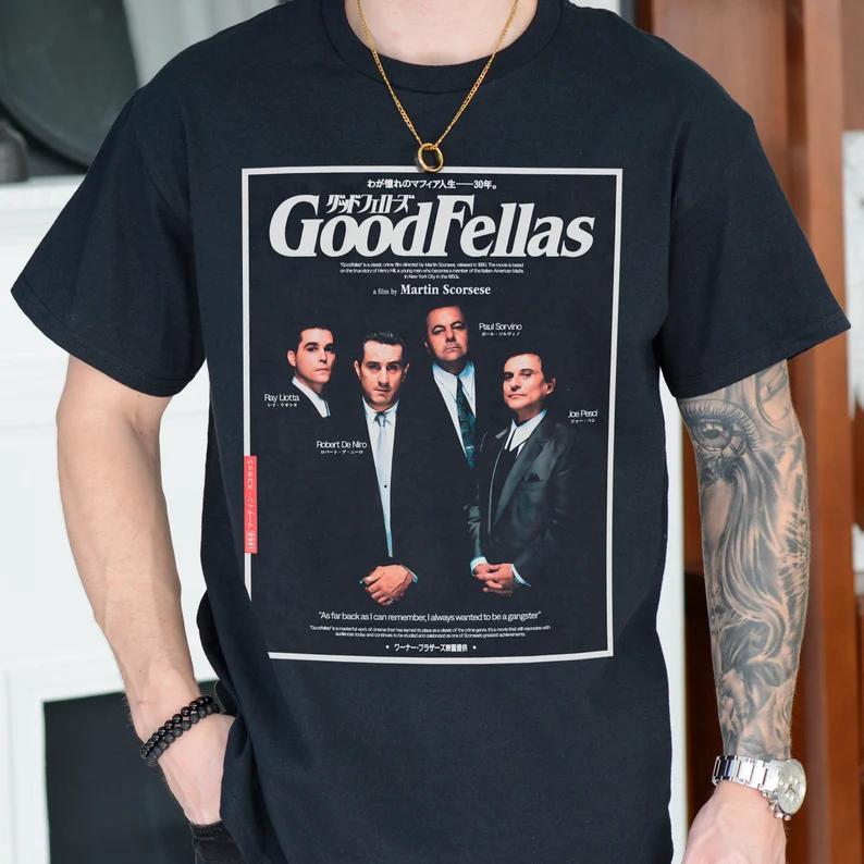 Retro Goodfellas Shirt, Good Fellas Japanese Text Movie Tee Shirt Martin Scorcese Gangster Mafia Film