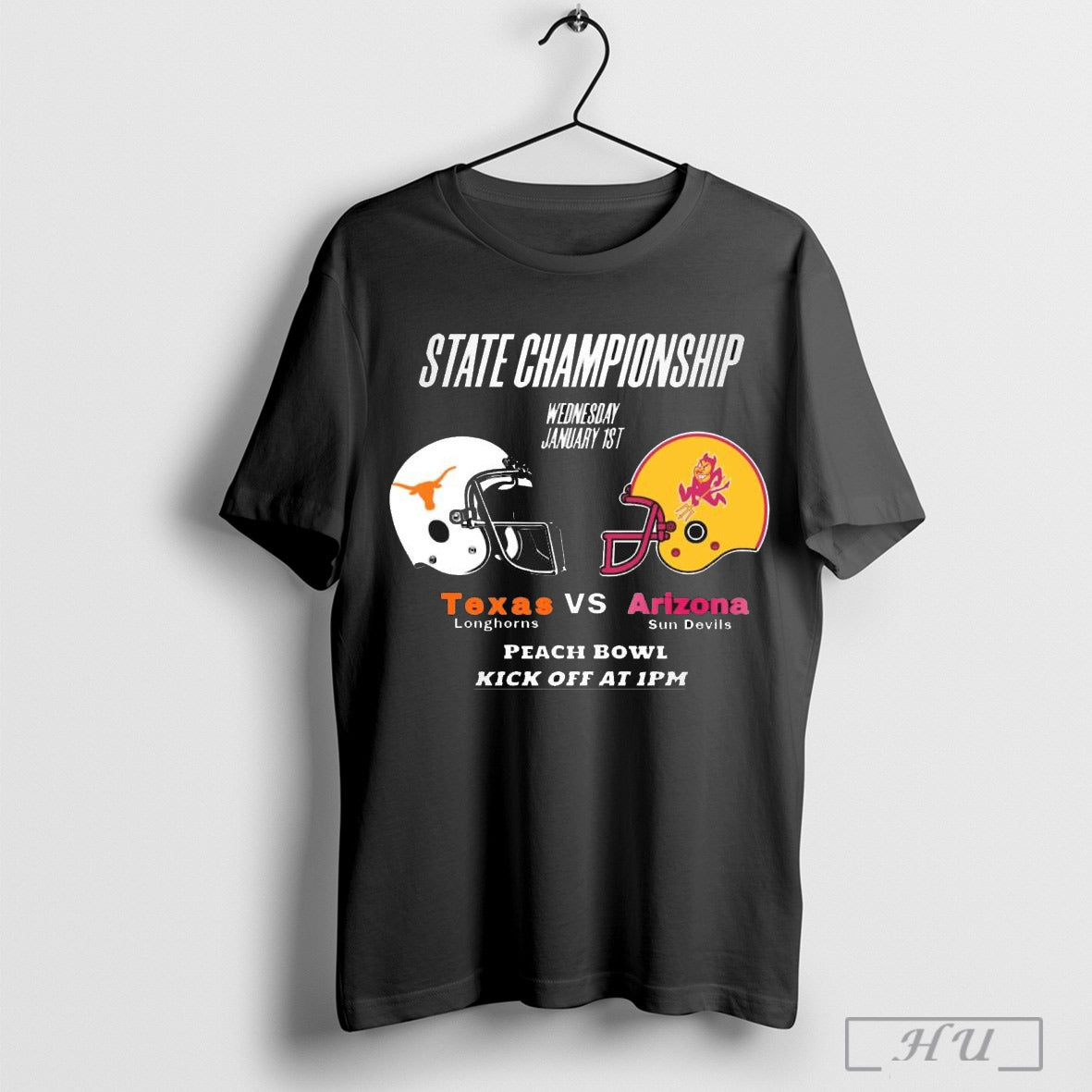 Texas Longhorns Vs Arizona State Sun Devils State Championship Wednesday January 1st 2025 Peach Bowl Helmet T Shirt