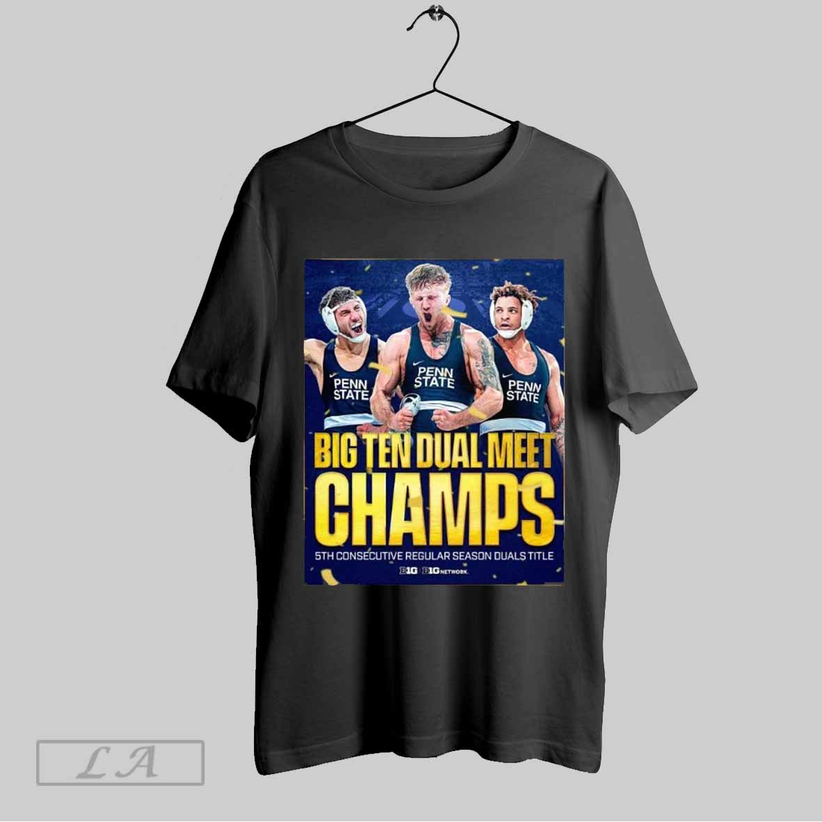 Top Penn State Nittany Lion Wrestling Big Ten Dual Meet Champions 5th Title T Shirt
