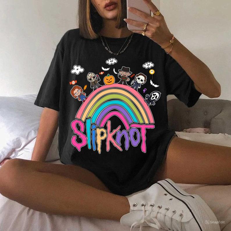 Halloween Slipknot Rainbow Shirt Scary Characters Horror Friend Tshirt