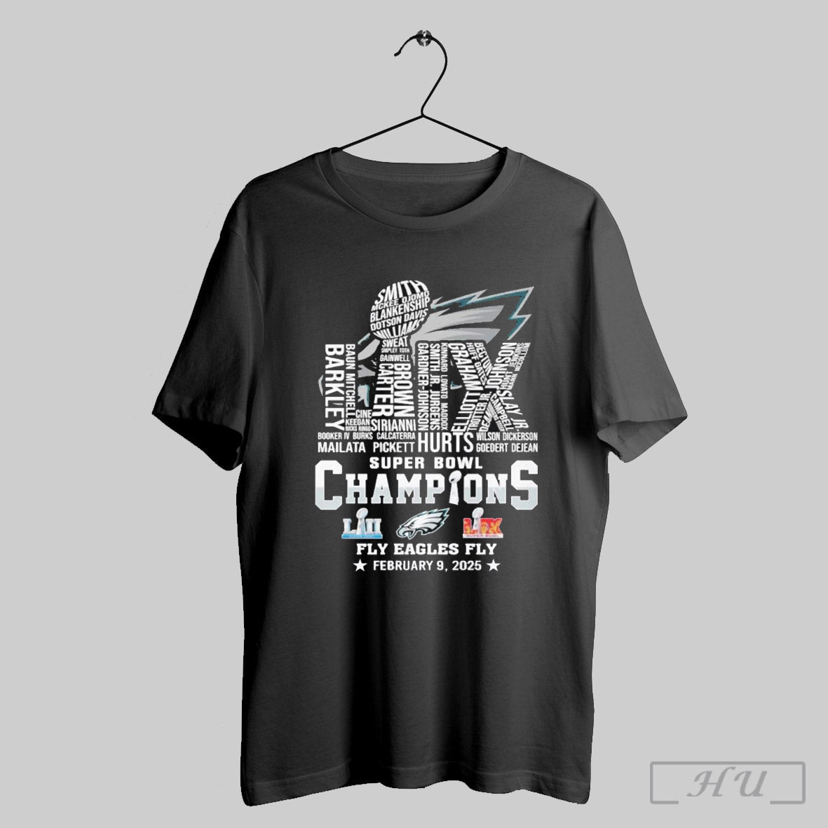 Trendy Philadelphia Eagles Name Team Trophy 2025 Super Bowl Lix Champions Fly Eagles Fly Shirt