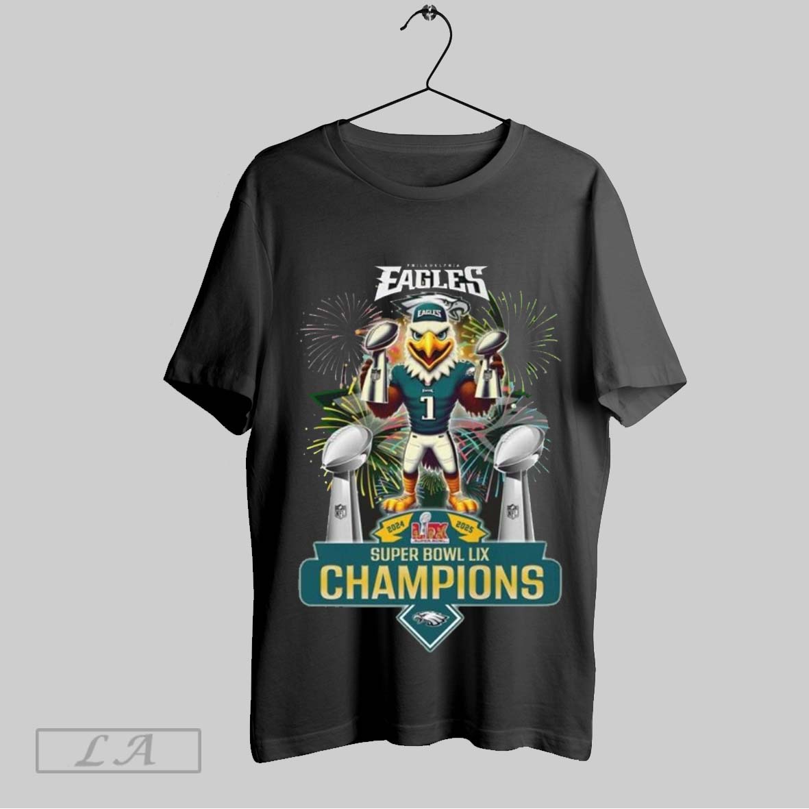 Top 2024 2025 Philadelphia Eagles Super Bowl Lix Champions Mascot Fireworks Sweatshirt T Shirt