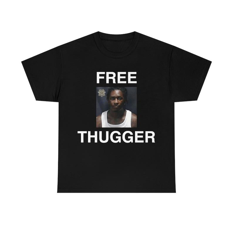 FREE THUGGER Young Thug Rapper Mugshot Tee, Unisex Graphic T-Shirt, Unique Hip Hop Inspired Gifts for Rap Music Lovers and Fashion Fans