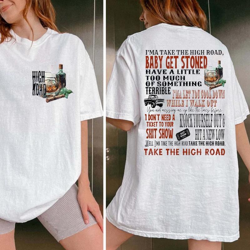 Take The High R0ad Both Sides Tee, K0e Western Vibes Graphic Tee, Concert Outfit, Country Music Shirt, Unisex Short Sleeve Tee Shirt, Casual Clothing