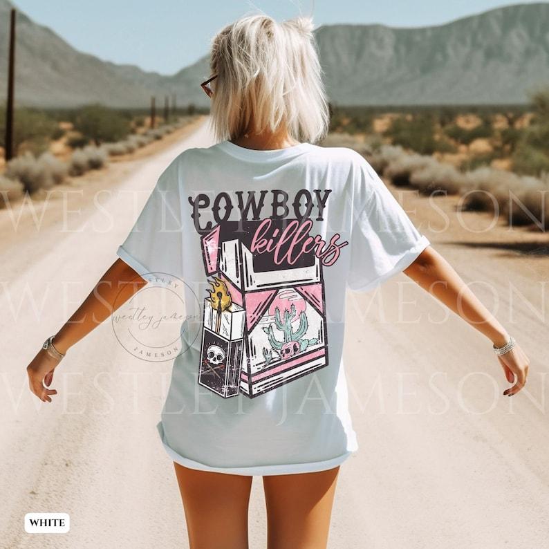 Vintage Inspired Shirt, Cowboy Killers, Western Tee, Cowboy Skull Tee, Western Graphic Tee, Cowgirl  T-shirt, sweater and Hoodie 2 sides