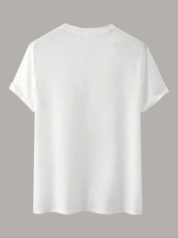 Women's Cartoon Girl & Letter Print Round Neck Short Sleeve Tee, T Shirts for Women, Casual Crew Neck T-shirt for Daily Wear, Graphic Tees, Ladies Clo