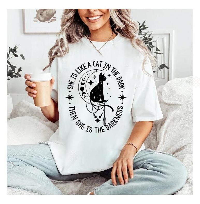 Retro Stevie Music Sweatshirt, Nicks Fans Tee Shirt, She Is Like A Cat In The Dark Shirt, Stevie Lovers Shirt, Cat Lover Shirt, Music Fans Shirt