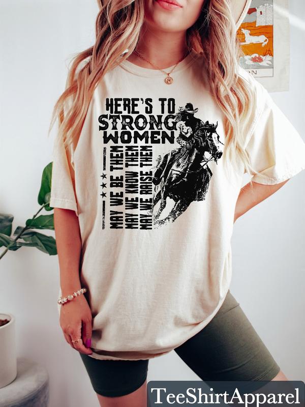 Retro Strong Women Graphic Tee - Cowgirl T-Shirt & Country Shirt - Country Music Cotton Fitted Vintage Basic Tshirt Sweatshirt Hoodie