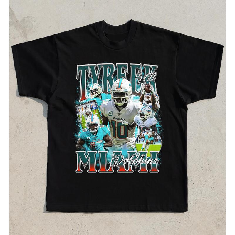 Tyreek Hill Miami Vintage Graphic T-Shirt Cotton Short-sleeve Retro Streetwear Tshirt Menswear Top Shortsleeve Underwear Human Baseball t shirt