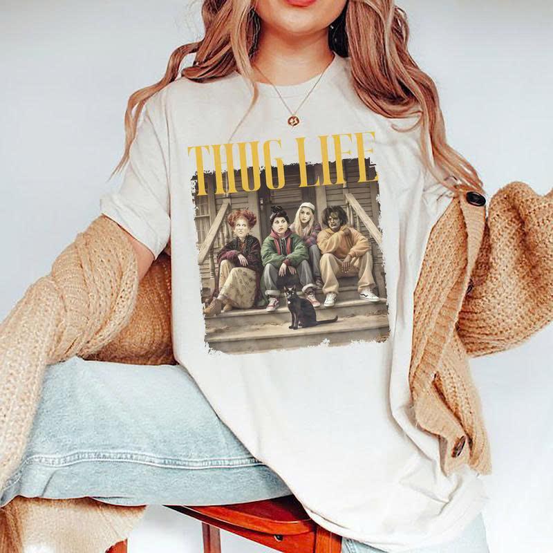 Thug Life Golden Girl Bad Witches Halloween Vintage Unisex T-Shirt, Sweatshirt, Hoodie Casual Collar halloween movie Comfort Cotton